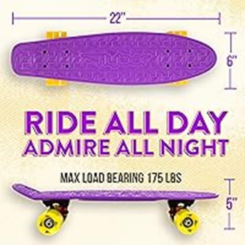 Flybar 22 Inch Kids Skateboard – Mini Cruiser Skateboards for Kids Ages 6-12, Outdoor Toys, Lightweight, Durable, Non-Slip Deck, ABEC-7 Bearings, Holds up to 175 lbs - Image 3
